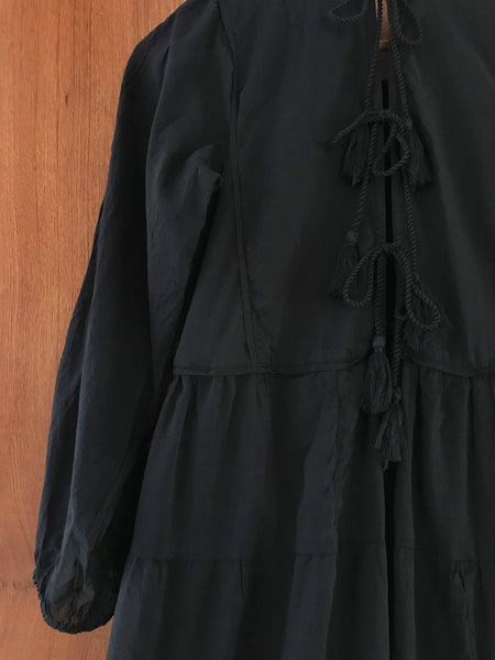 Chowchilla Vintage Tiered Prairie Dress "Black"