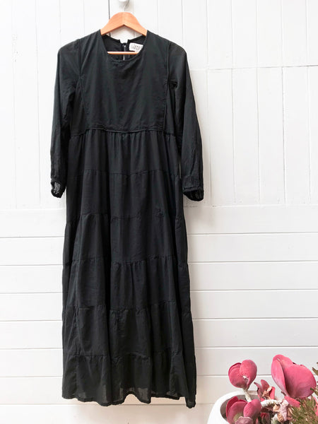 Chowchilla Vintage Tiered Prairie Dress "Black" • LAST ONE (Size M)