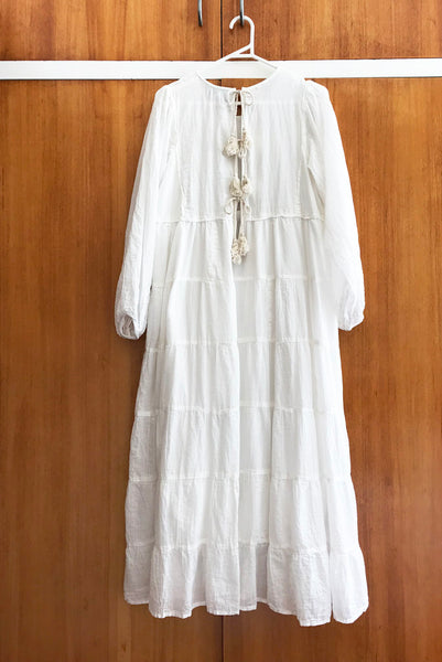 Chowchilla Vintage Tiered Prairie Dress "Chalk" • LAST ONE (Size M)