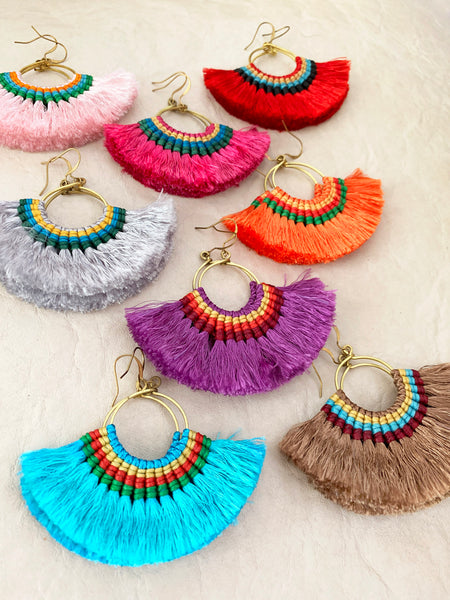 Havanah Ray Tassel Earrings (Tangerine)