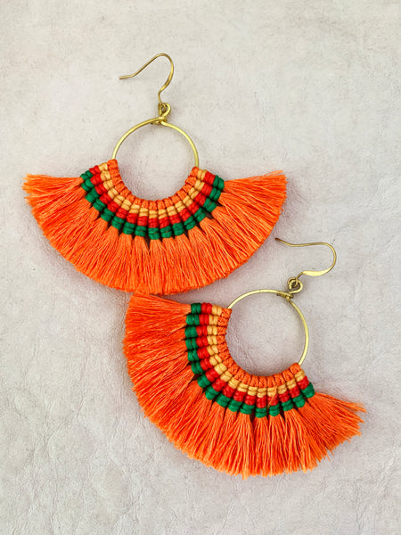 Havanah Ray Tassel Earrings (Tangerine)