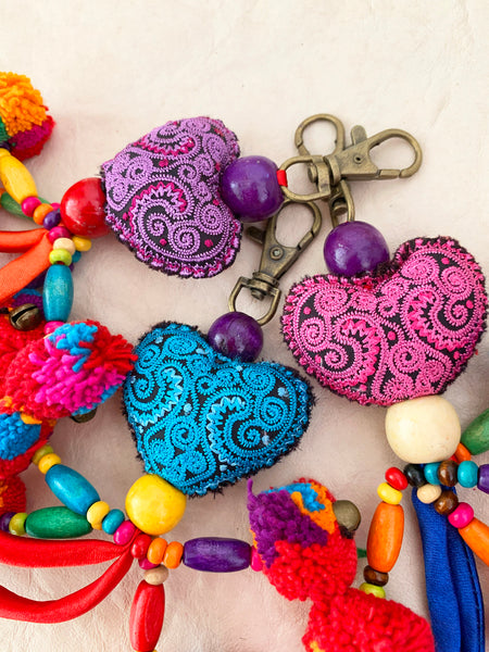 LOVE IS LOVE Pompom Key Ring (Lavender)