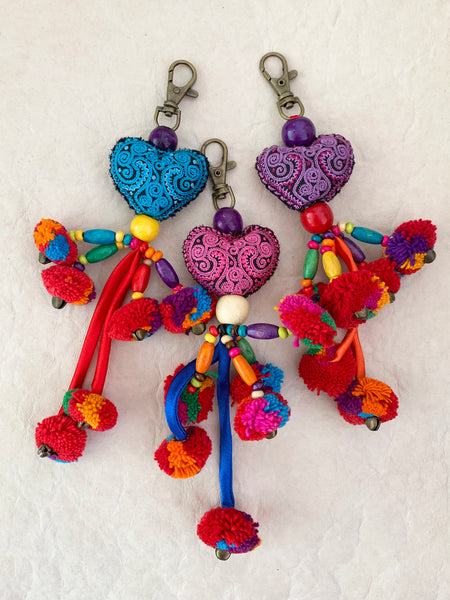 LOVE IS LOVE Pompom Key Ring (Lavender)