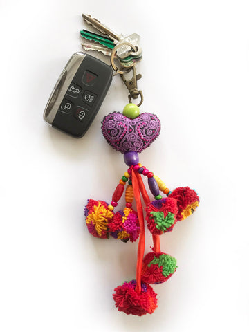 LOVE IS LOVE Pompom Key Ring (Lavender)