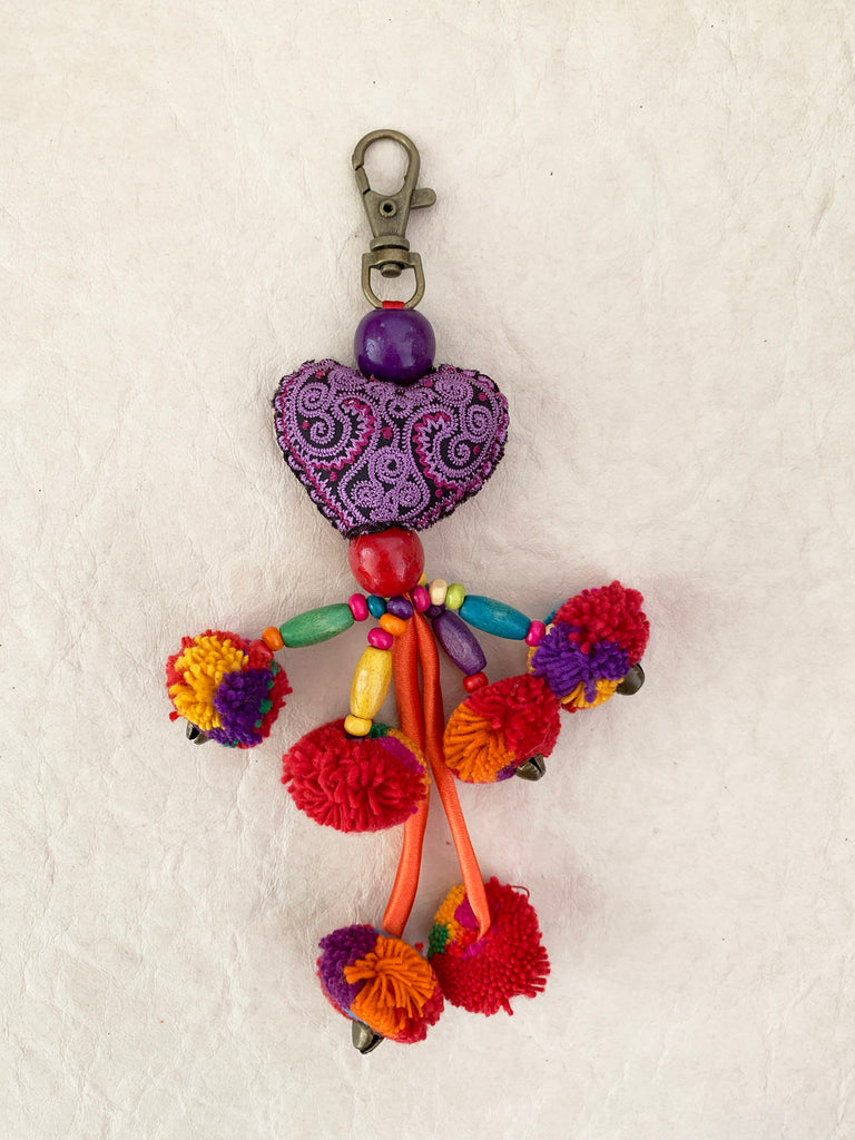 LOVE IS LOVE Pompom Key Ring (Lavender)