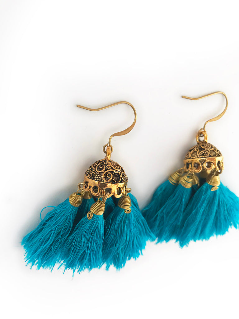 Aqua hotsell tassel earrings