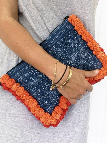Table Tonic Almighty Love Pompom Clutch Bag Orange Red
