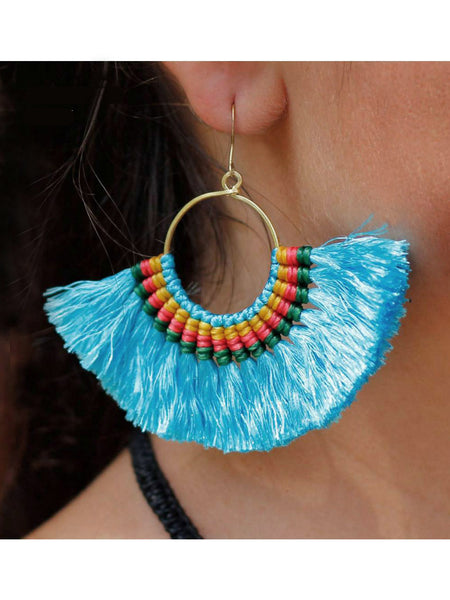 Havanah Ray Tassel Earrings (Aqua)